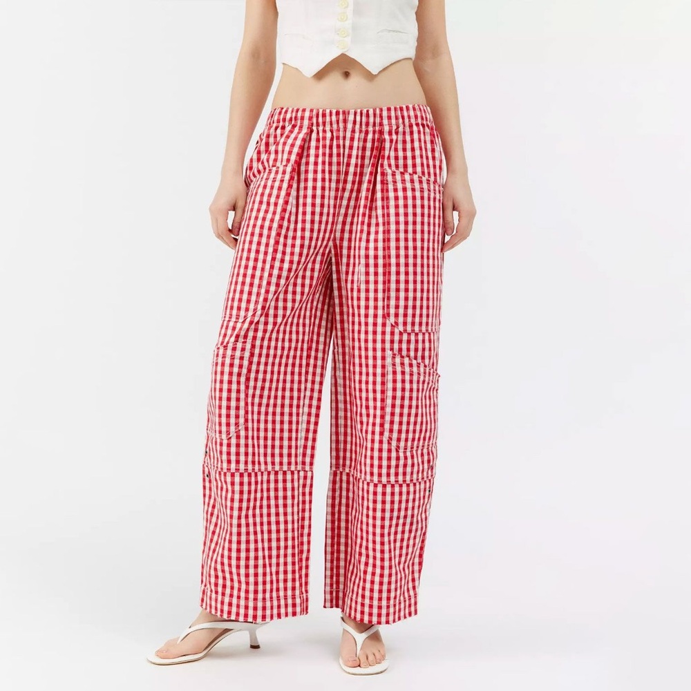 Urban Outfitters Red Gingham Cargo Pants